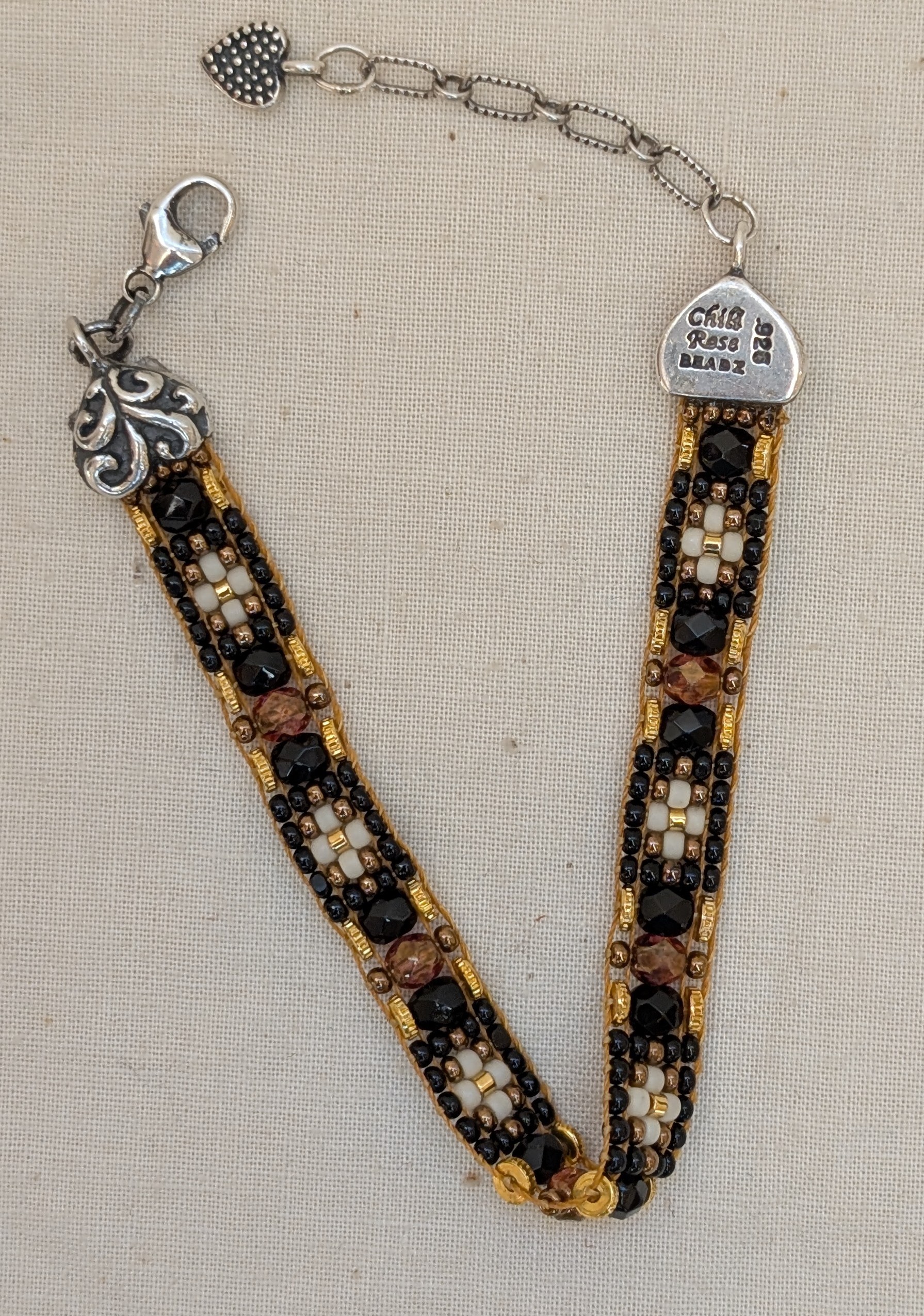 "Black and Gold" Chili Rose bracelet by Adonnah Langer