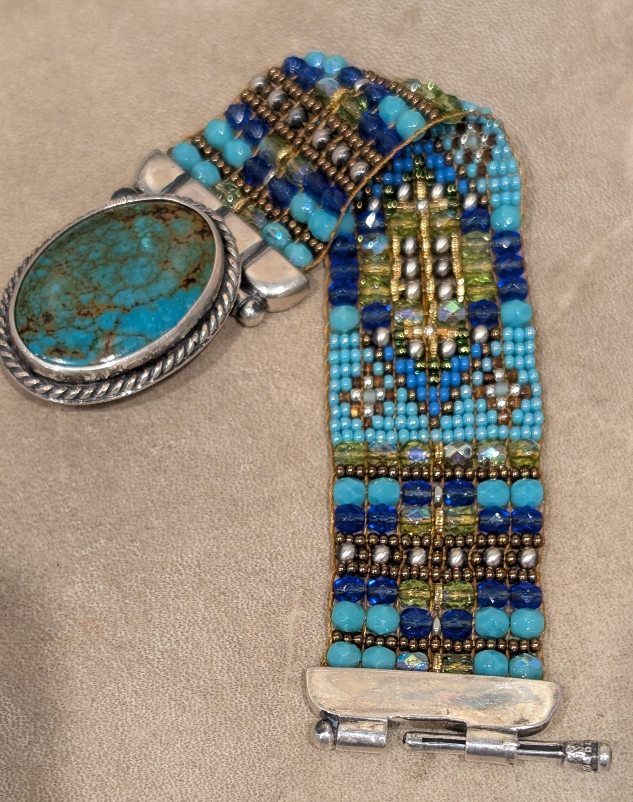 "Blue Green Desert" Chili Rose bracelet by Adonnah Langer