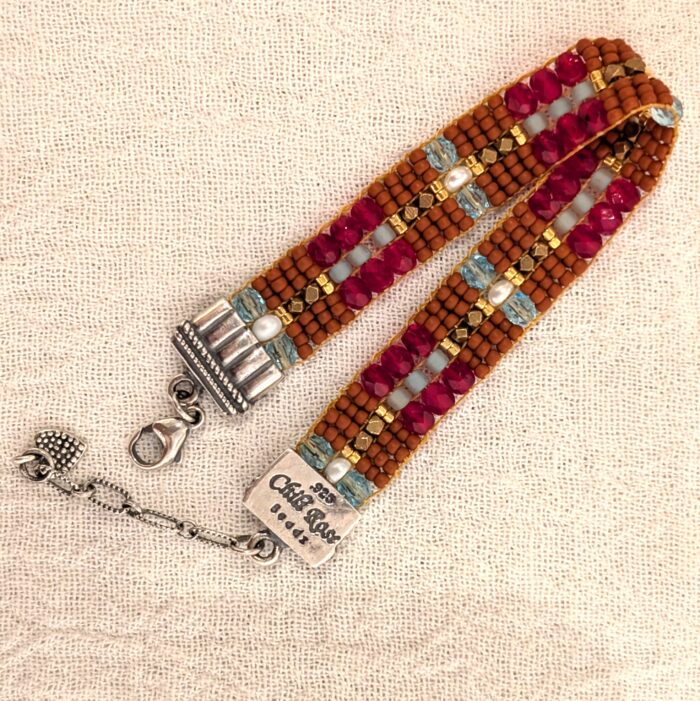 "Sparkles and Pearls" Chili Rose bracelet by Adonnah Langer - Image 2