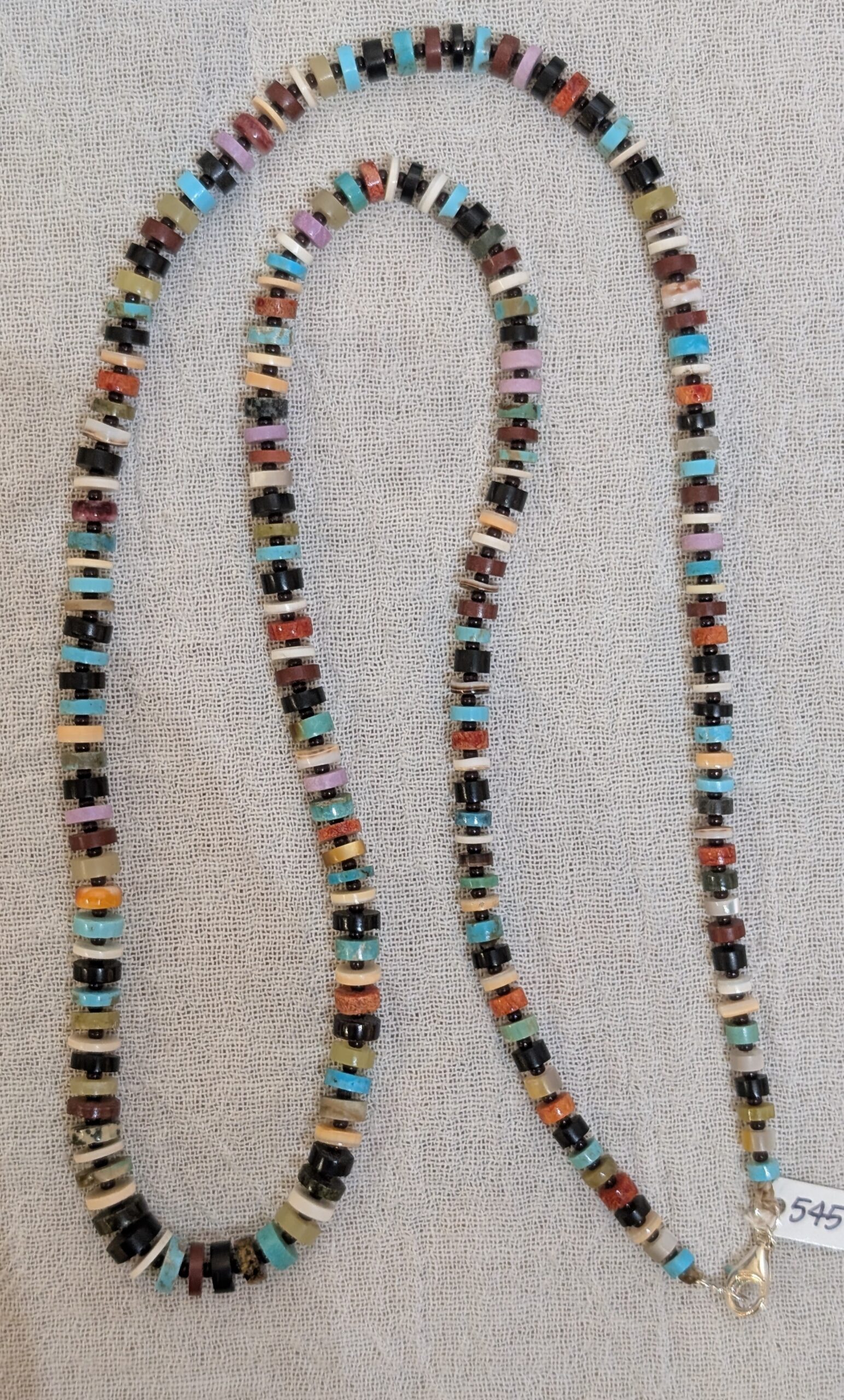 "Multi Colored Heishi Necklace" by Calvin and Pilar Lovato